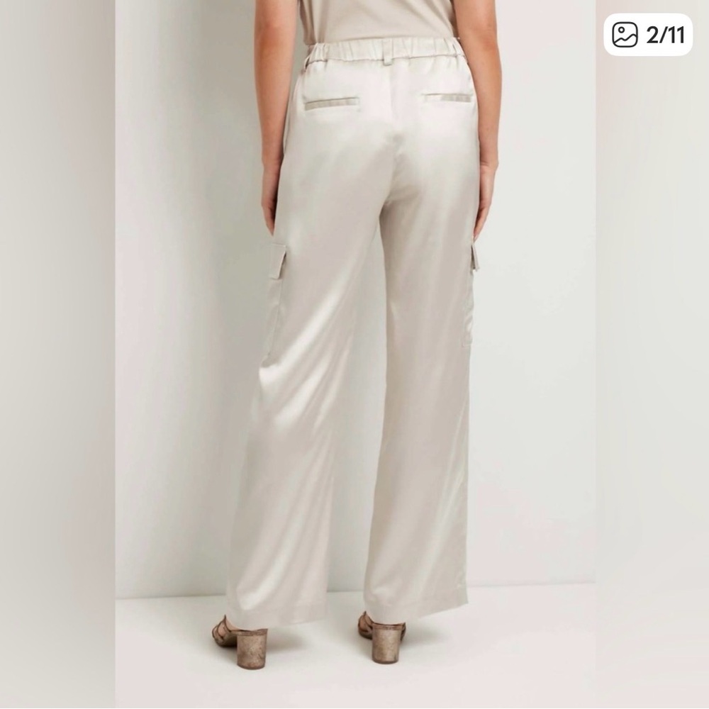 Anatomie candela Wide-Leg Cargo Satin Pants white